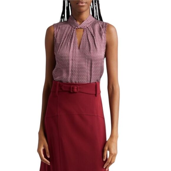 Judith & Charles Mathys Geo Print Sleeveless Cutout Top - Picture 1 of 9